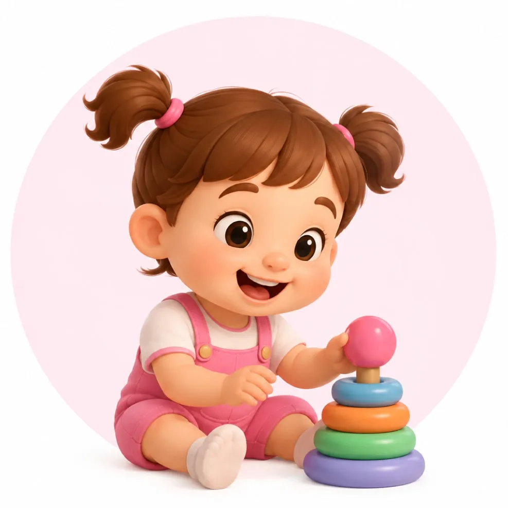 Niña jugando con aros de colores