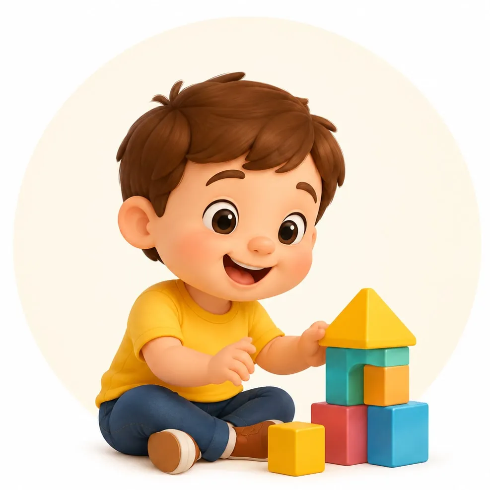 Niño construyendo con bloques